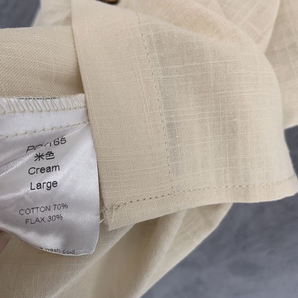 Fishpond Button Up Short Sleeve Cream Cotton Flax Short Sleeve Shirt Mens Large - Picture 9 of 12